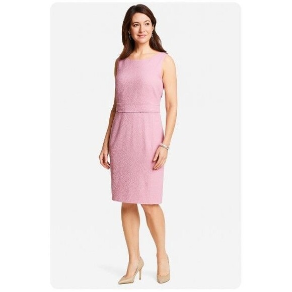 Ann Taylor Sheath Dress Textured Soft Pink Lined Hidden Zip NWT Womens Size 6 - Picture 1 of 8